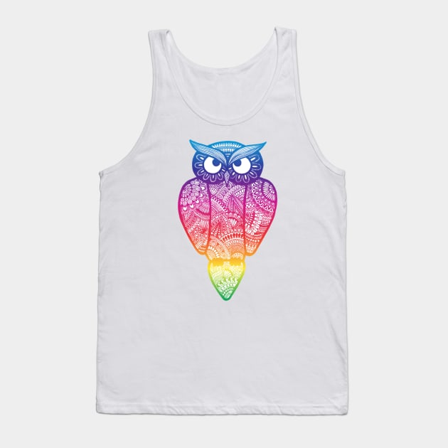 Rainbow Owl Tank Top by calenbundalas